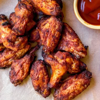 Delicious Traeger smoked chicken wings on a serving platter