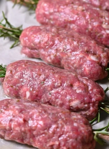 Delicious lamb koftas with rosemary served on a plate.