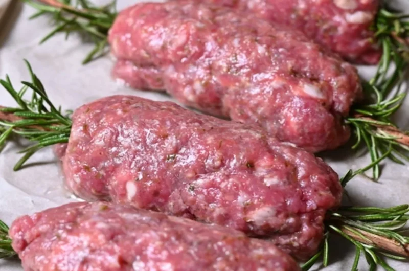 Delicious lamb koftas with rosemary served on a plate.
