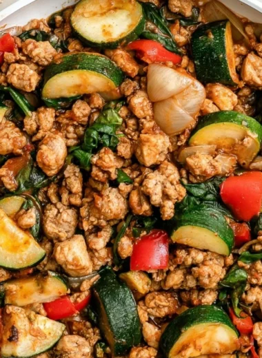 Whole30 Turkey Taco Skillet made with ground turkey and zucchini